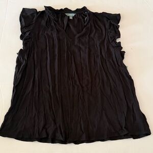 Terra & Sky Black Ruffle Sleeve Blouse